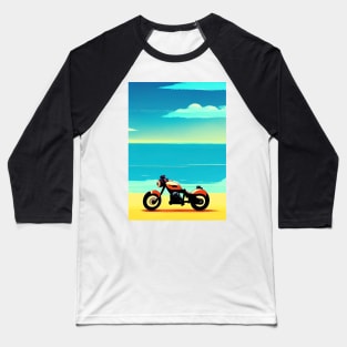 CLASSIC RETRO STYLE MOTORCYCLE ON A BEACH Baseball T-Shirt